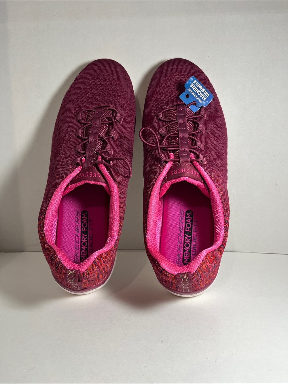 Skechers Women's Knit Slip-On Sneakers in Berry with Pink Lining size 11